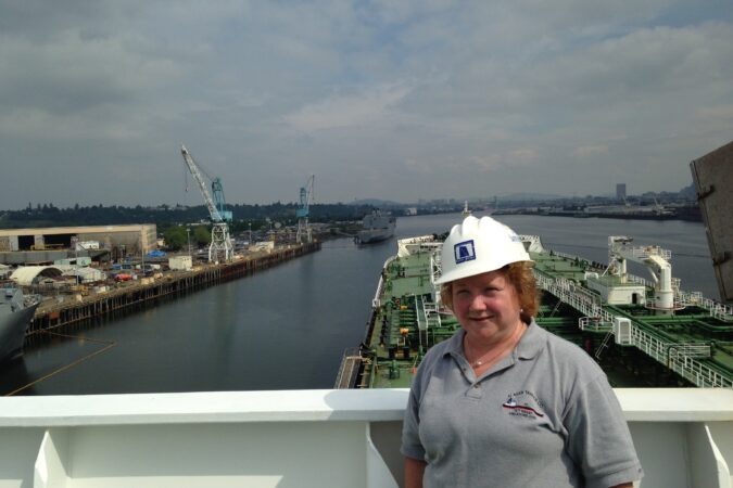 Karen Hays on board an ATC vessel